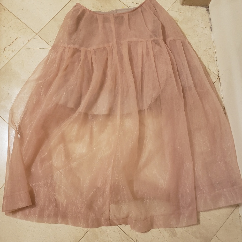 Pink Tulle Midi Skirt